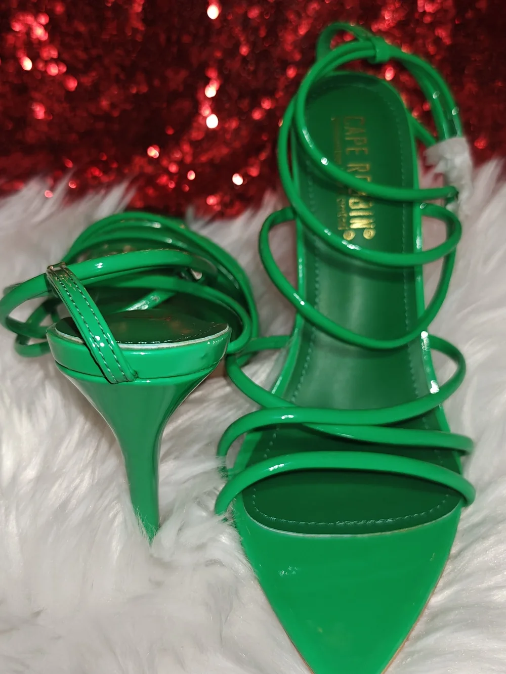 Cape Robbin Green Strappy Pointed-Toe Women's Heels